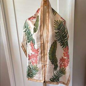 Jim Thompson 100% Thai Silk Scarf Lily Pattern